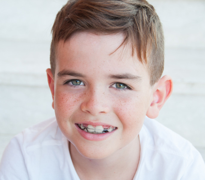 Child wearing braces